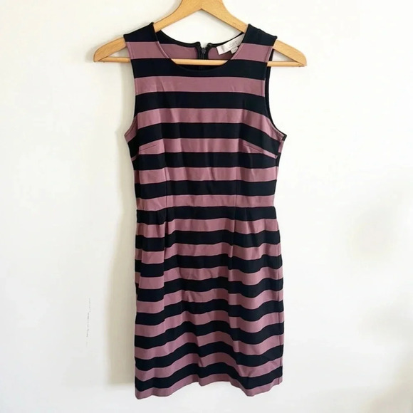 LOFT Sleeveless Black and Pink Mini Dress - Picture 2 of 6